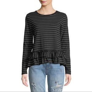 Free Generation | Striped Peplum Long Sleeve Shirt